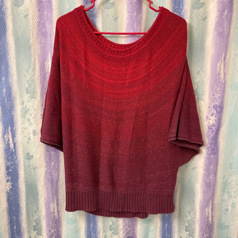 A.N.A red ombré sweater, cropped sleeves